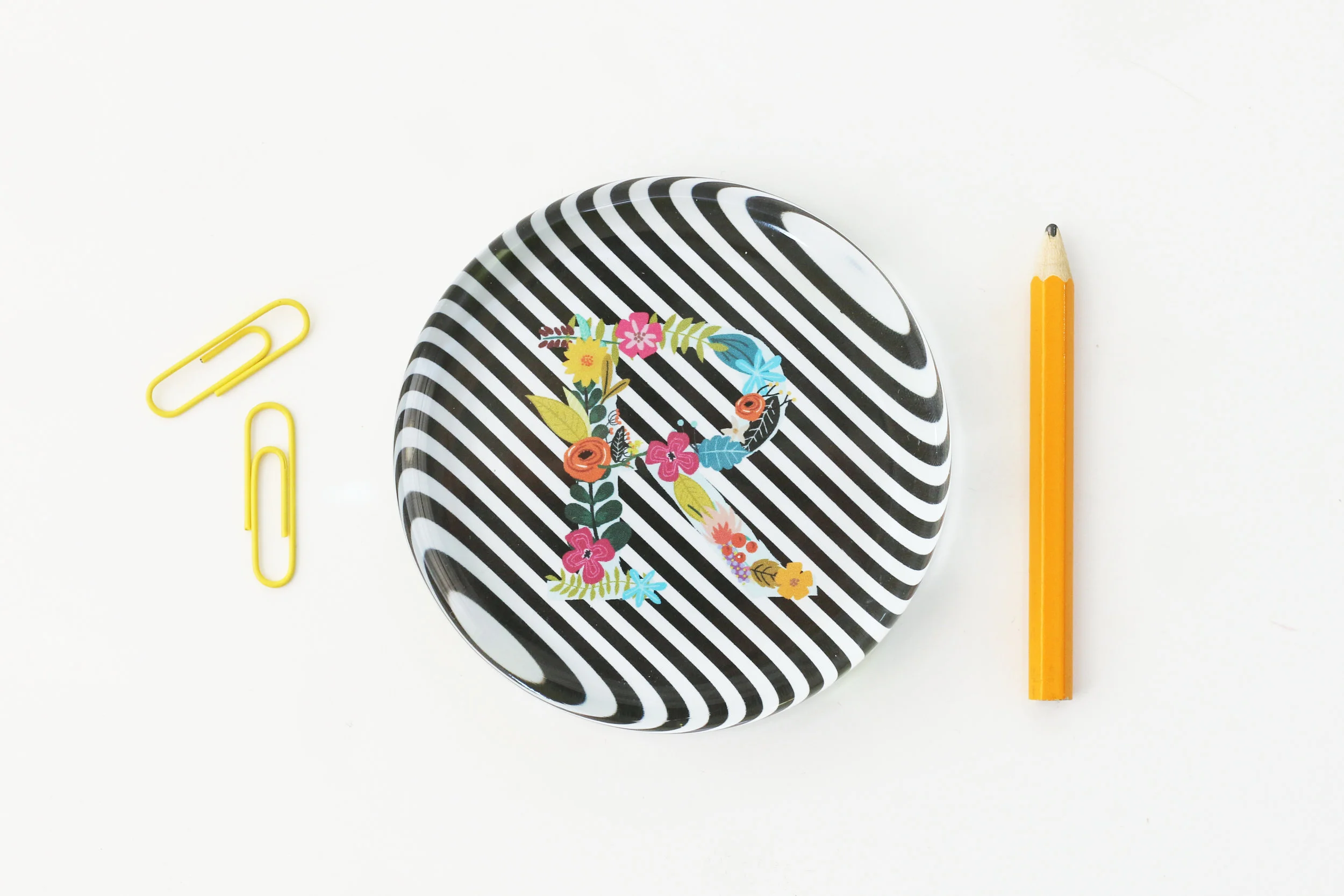 Floral Initial Paperweight