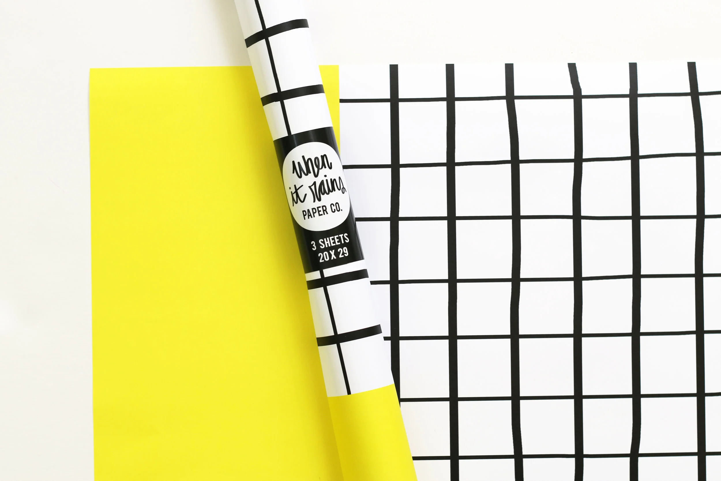 black and white grid wrapping paper