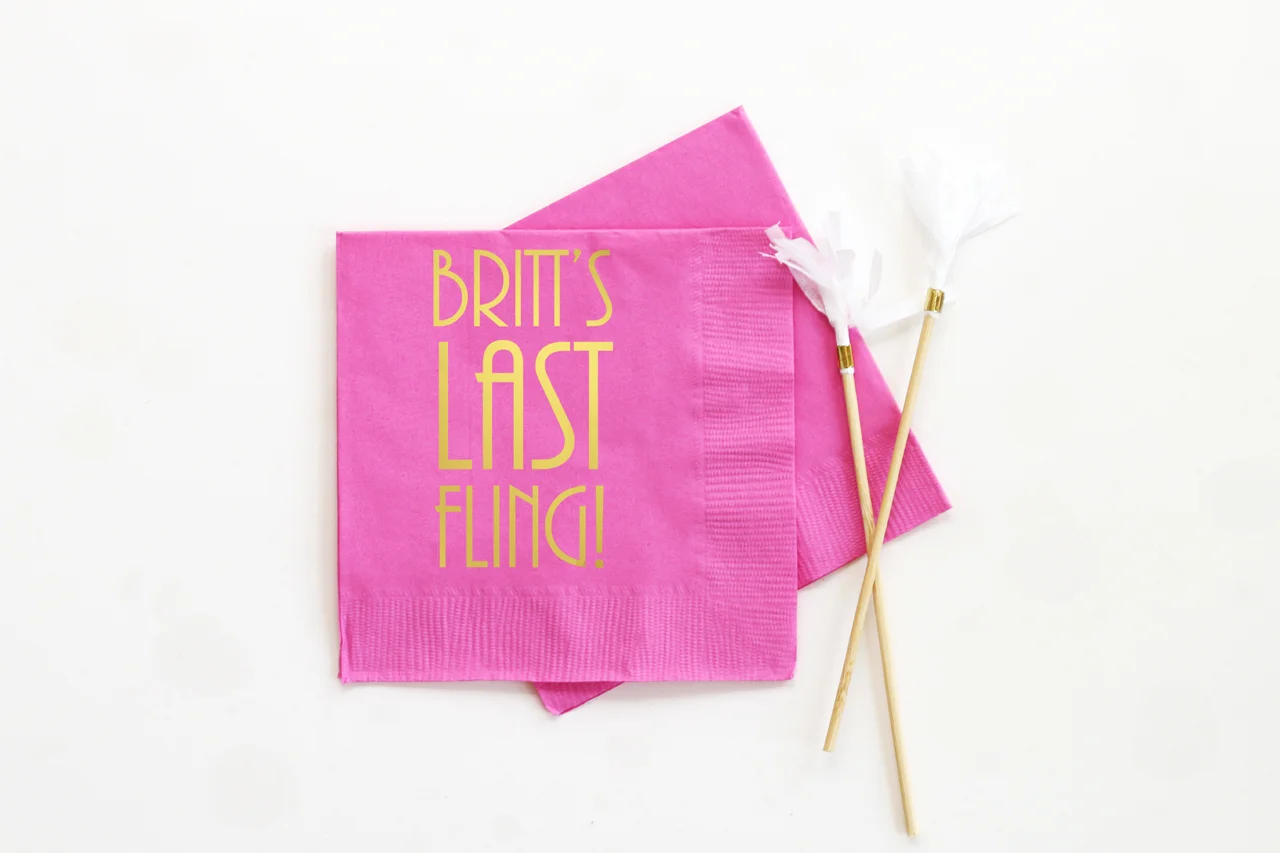 Personalized Bachelorette Party Napkins Last Fling Before the Ring