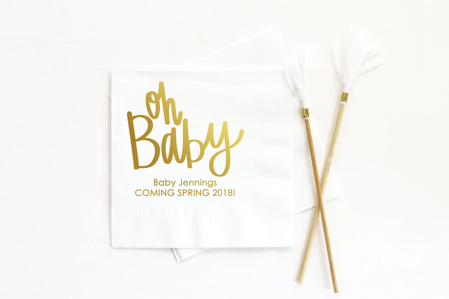 Personalized Oh Baby Shower Napkins When It Rains Paper Co Colorful And Fun Paper Goods