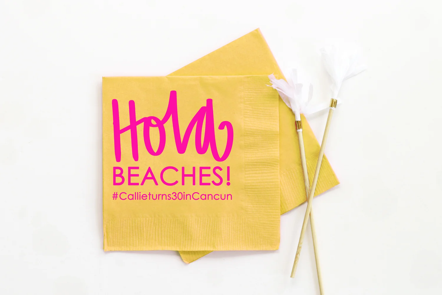 hola beaches personalized birthday napkins