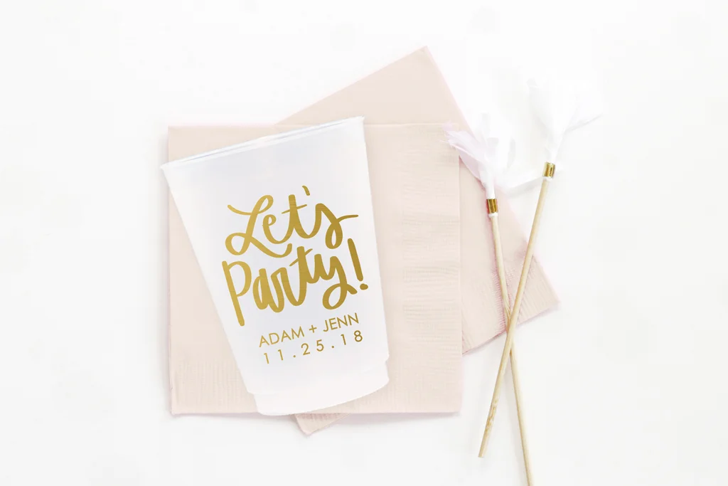 let's party custom wedding cups frosted cups for wedding