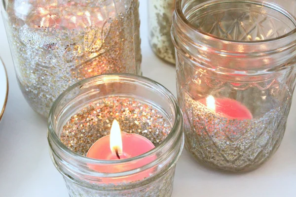 DIY: Glitter Mason Jar Tea Lights