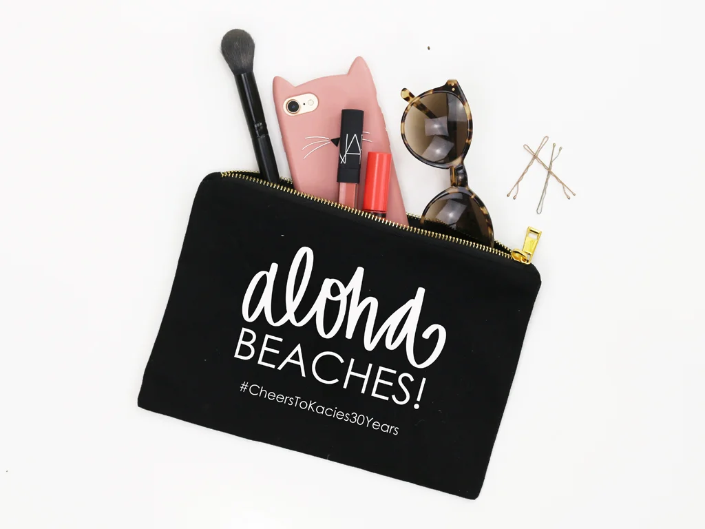 personalized cosmetic bag aloha beaches canvas zipper bag