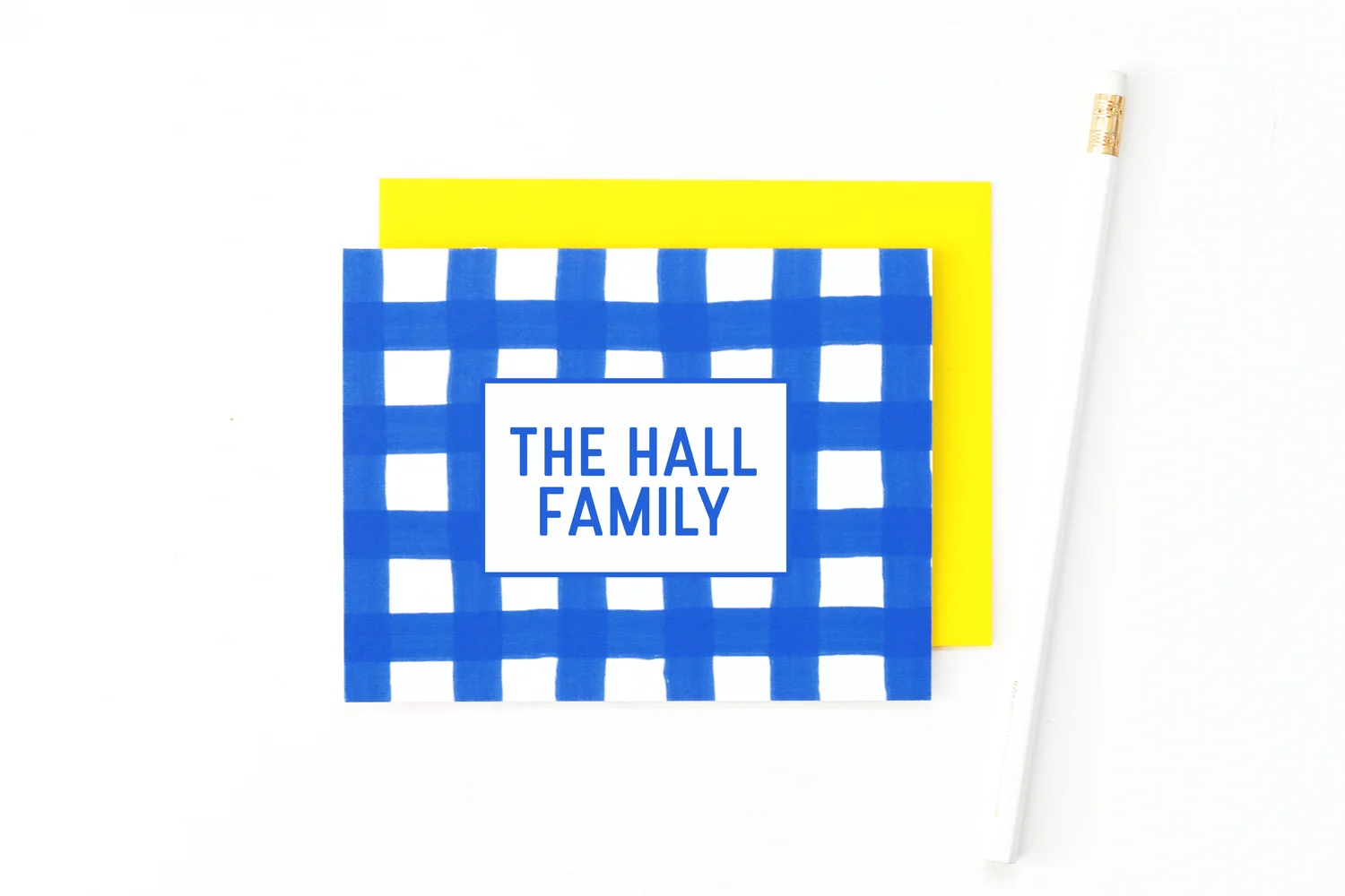 Personalized Stationery Set - Blue + White Gingham