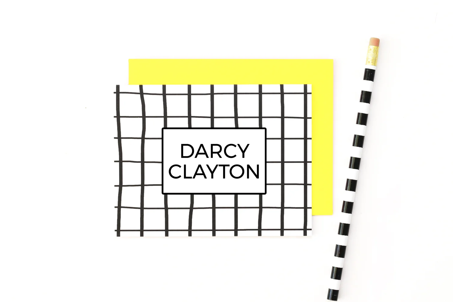 Girls Personalized Stationery Set - White + Black Gingham