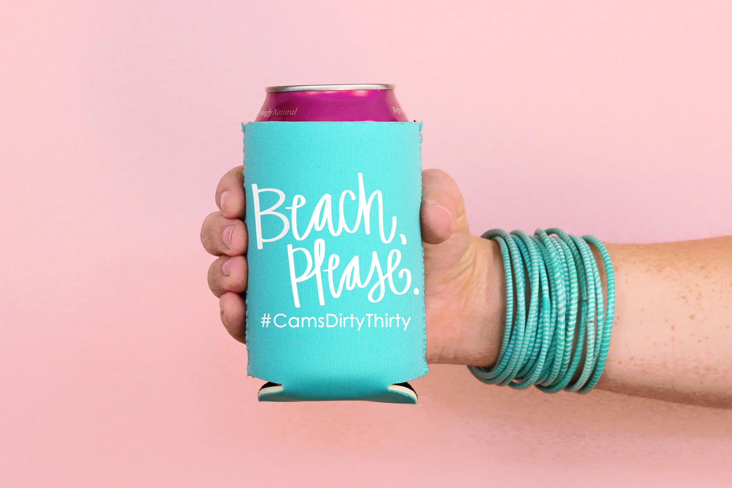 21st Birthday Can Cooler — When it Rains Paper Colorful and