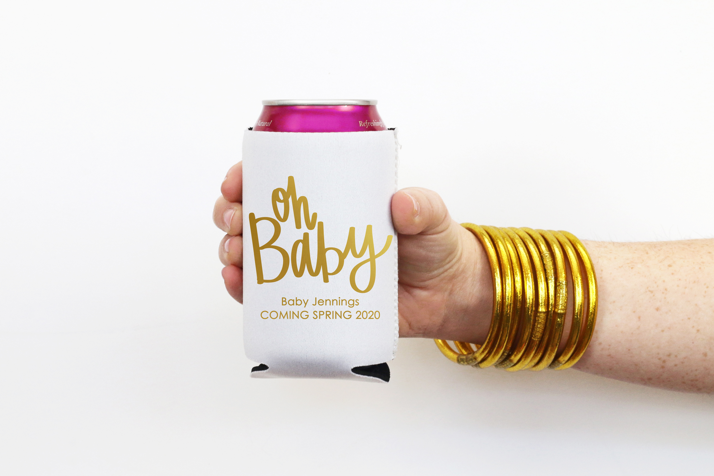 personalized can cooler  baby shower favor  shower can cooler  sip sip hooray  custom can cooler favors  sprinkle  baby on the way