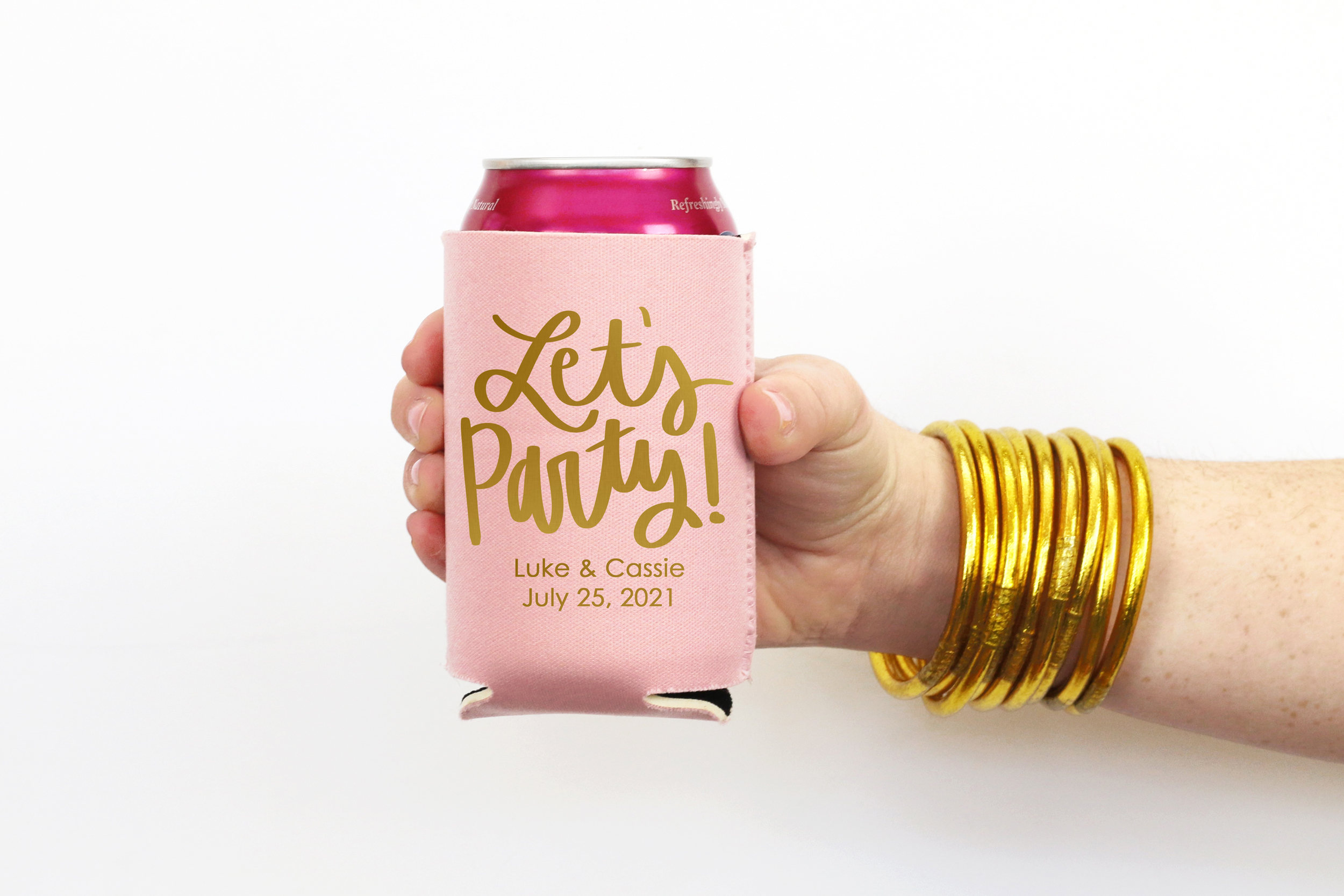 Personalized Monogram Can Cooler Wedding Party Favor — When it Rains Paper  Co.