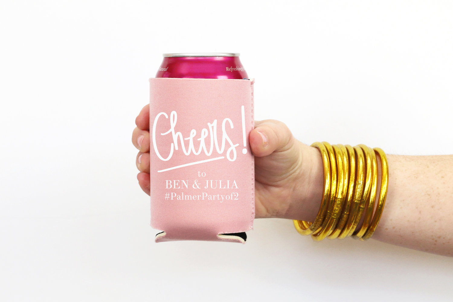 Personalized Cheers Y'all Wedding Can Cooler - Style #330