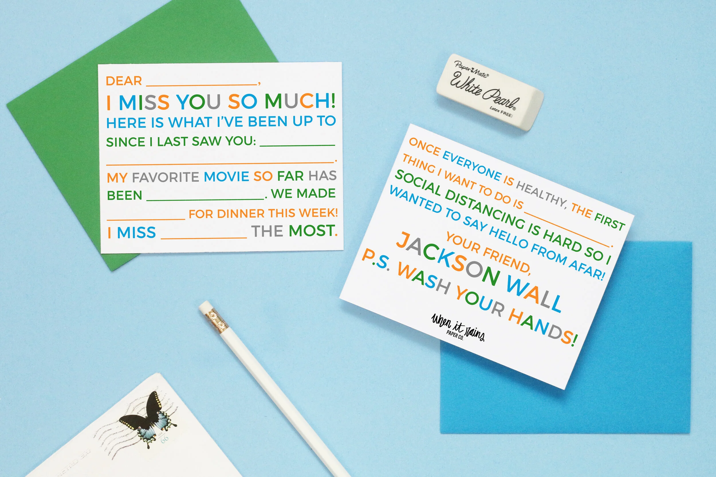 boys personalized stationery, social distancing cards for kids, quarantine cards, lined stationary for boys