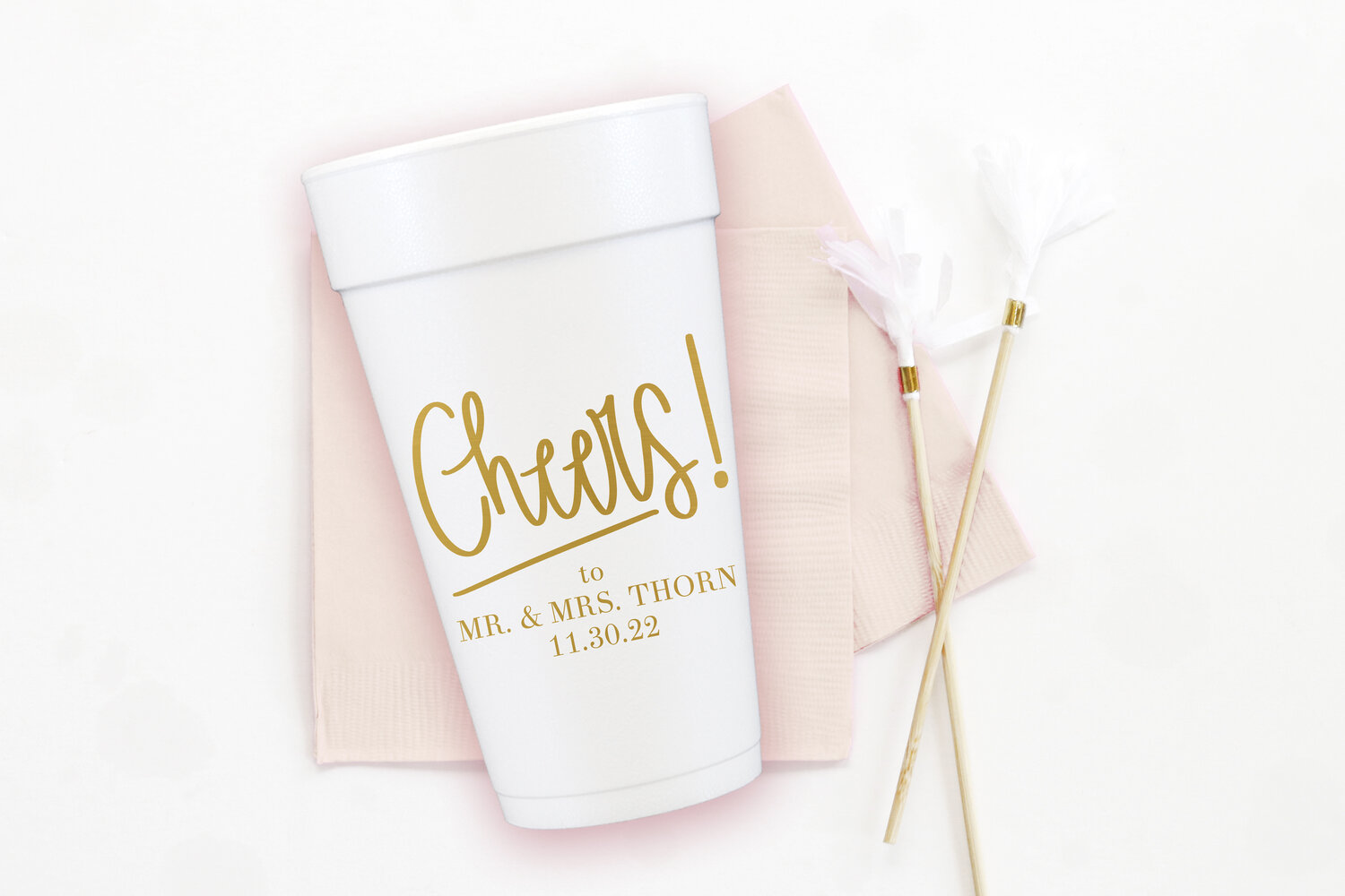 Cheers Foam Wedding Cups — When it Rains Paper Co.