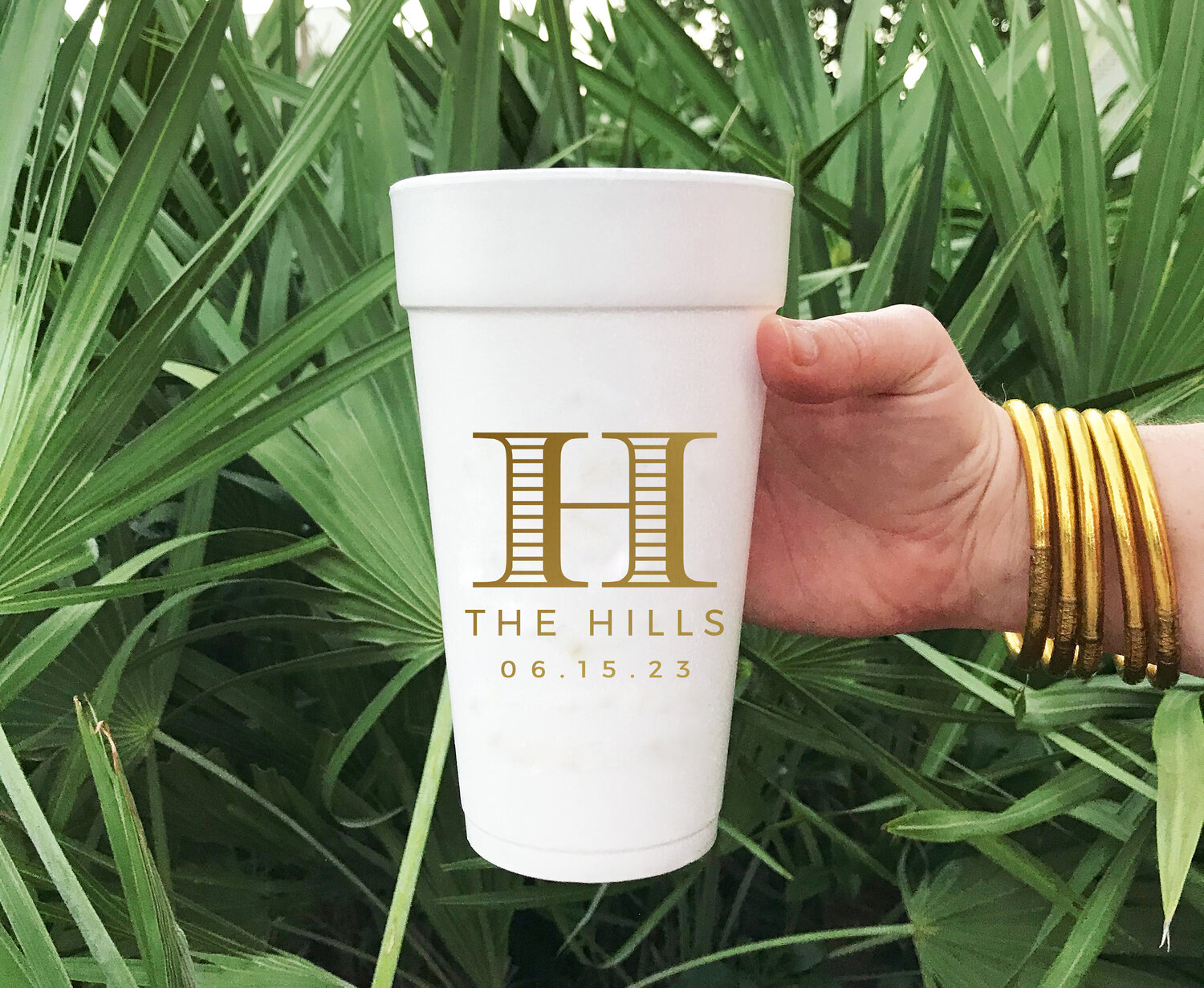 Modern Monogram Foam Wedding Cups — When it Rains Paper Co