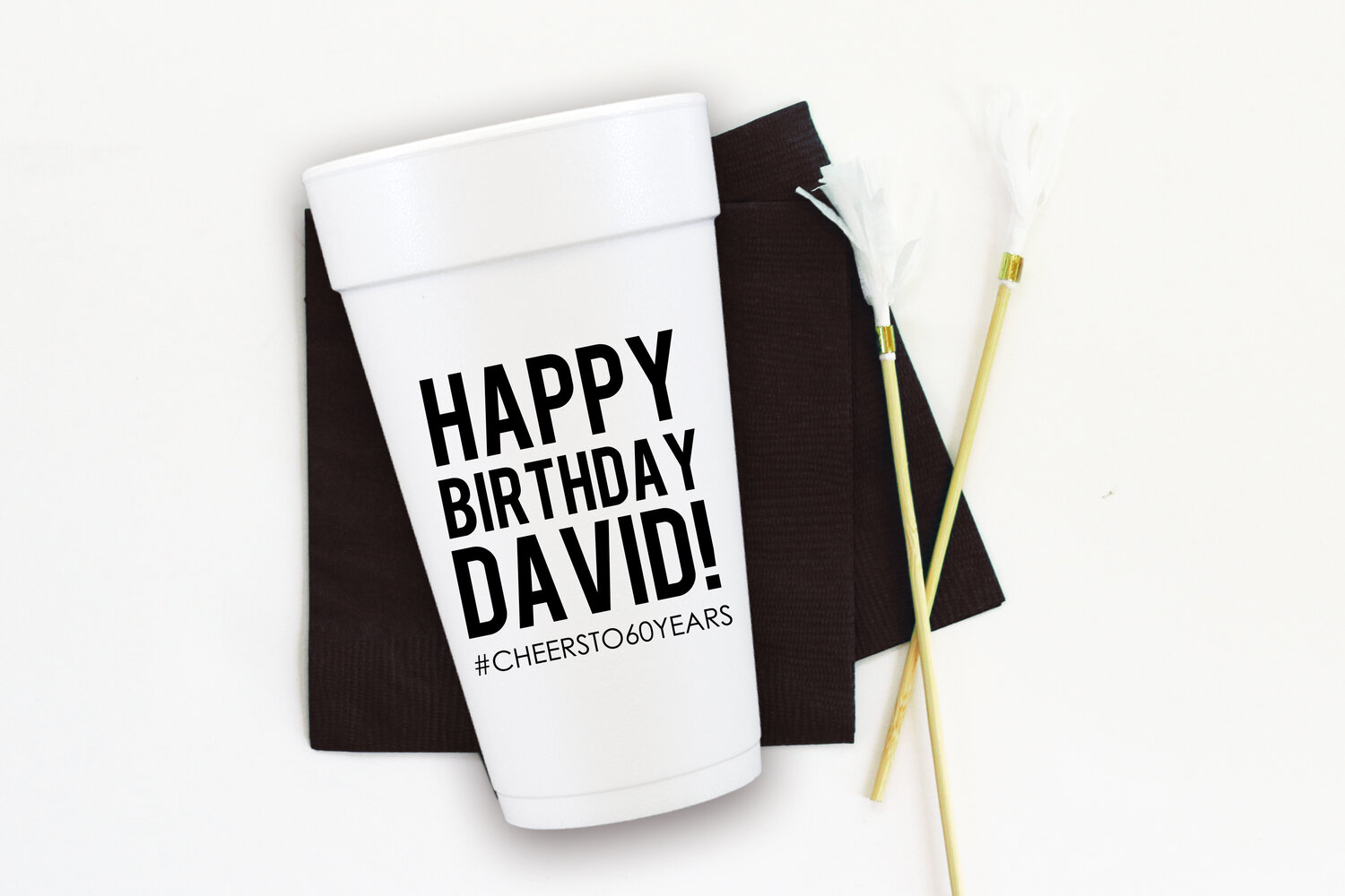 Personalized Styrofoam Birthday Cups for Men — When it Rains Paper Co.