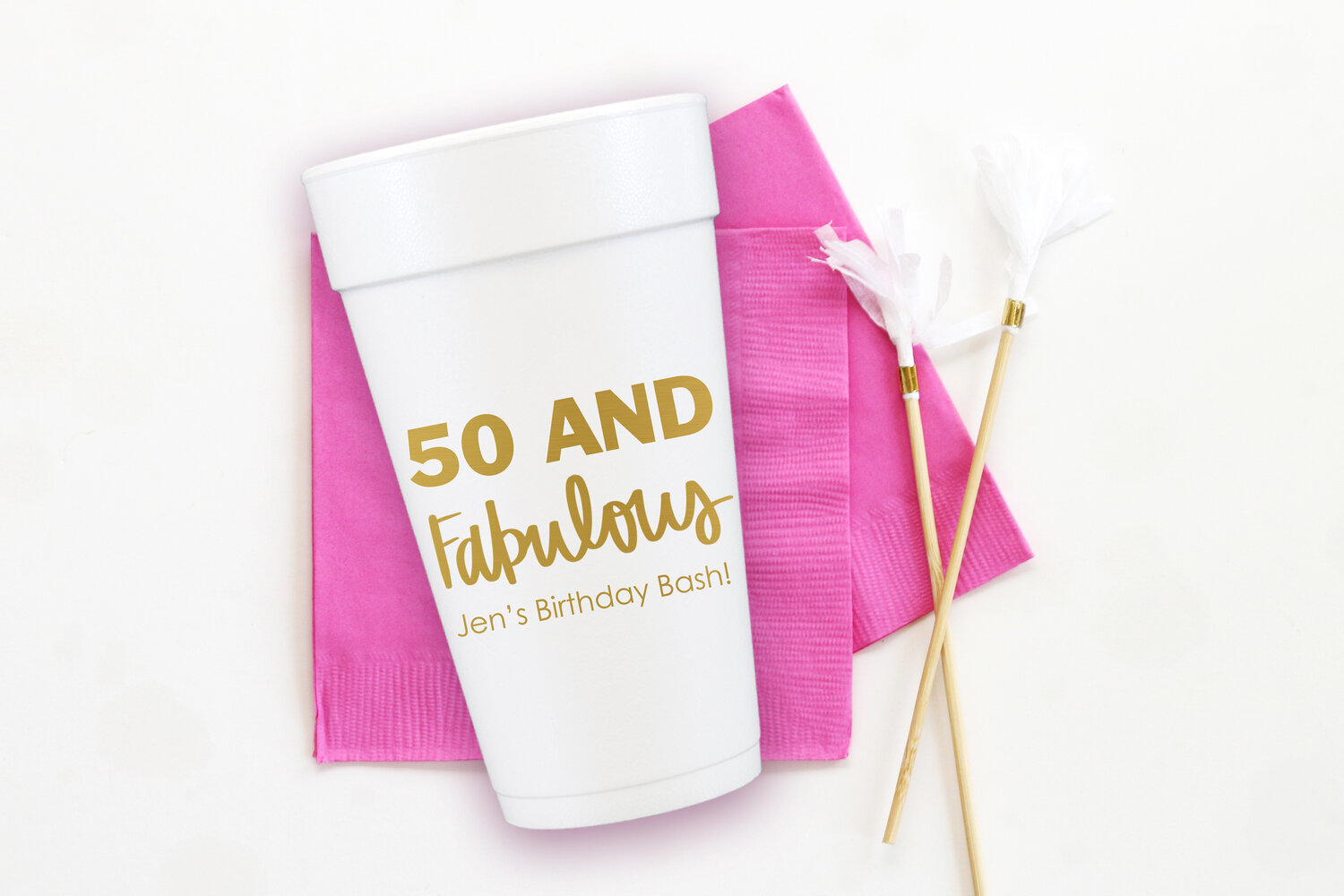 50 and Fabulous Styrofoam Cups — When it Rains Paper Co.  Colorful and fun  paper goods, office supplies, and personalized gifts.