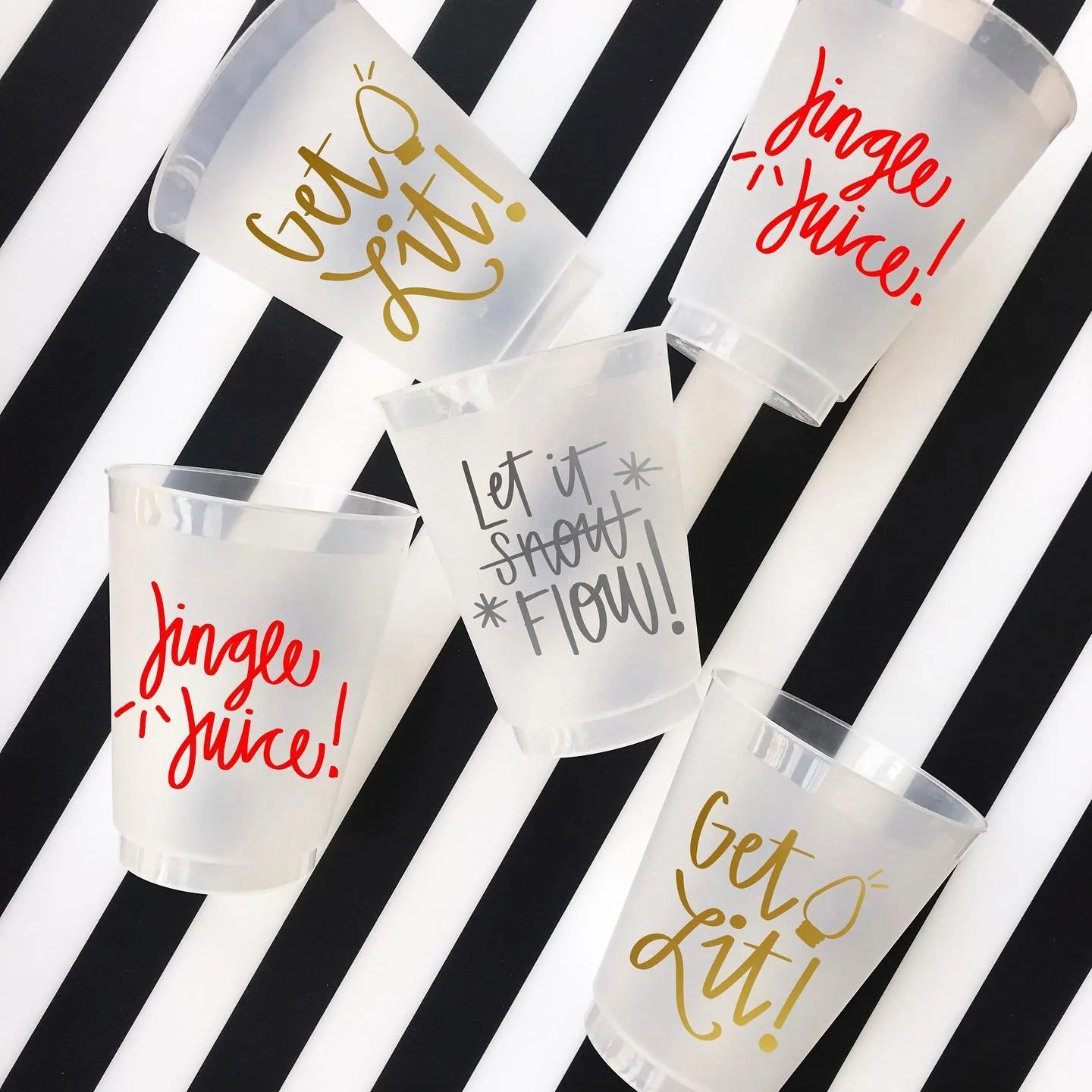 Gang&rsquo;s all here- holiday edition! 🎄🎅🎁 Hosting a Christmas party or just want festive cups to decorate your holiday bar cart?! We have so many fun holiday cups to choose from! (All of them are in-stock and ready to ship so get your orders in.