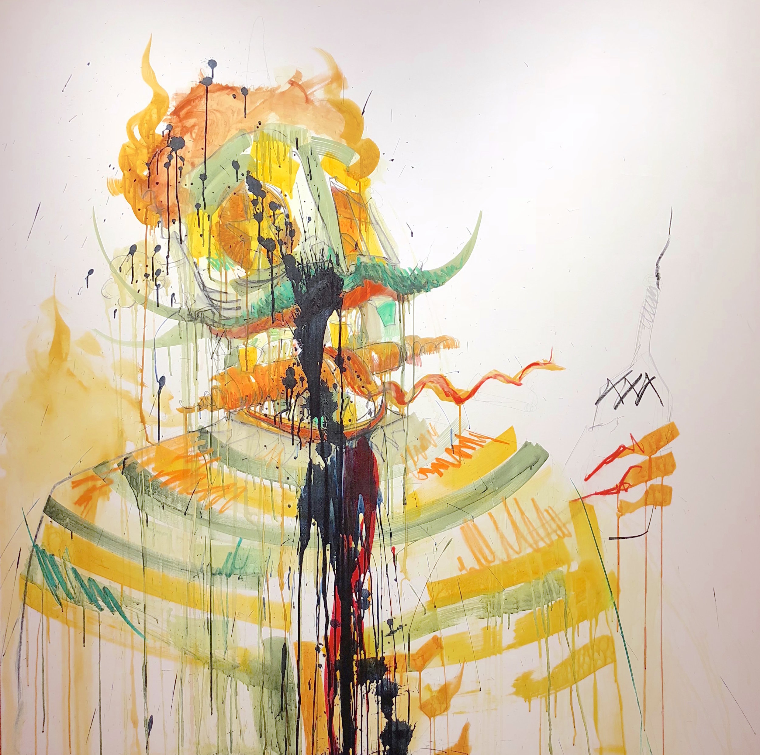 RETNA / Snot Nose / 2017 / Acrylic and paint stick on canvas / 72 x 72 inches