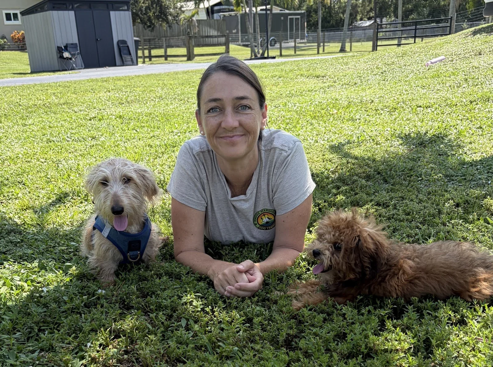Maggie Marshall doing in-home dog training in Palm Beach County.