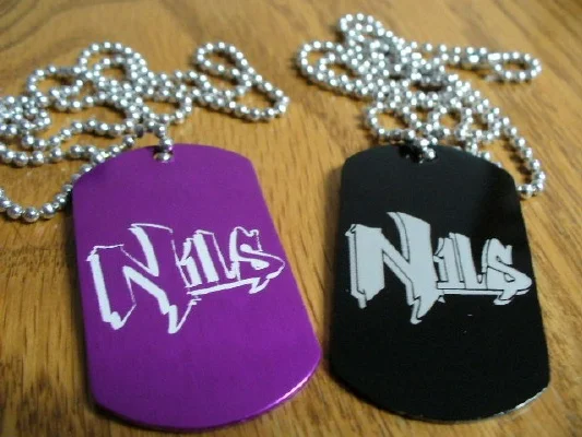 Logo Laser Engraved on Anodized Dog Tags