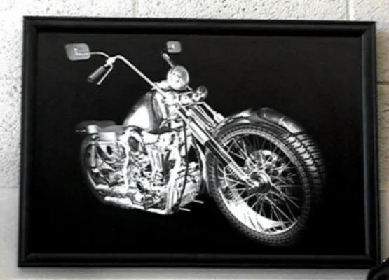Motorcycle Engraved on Anodized Aluminum