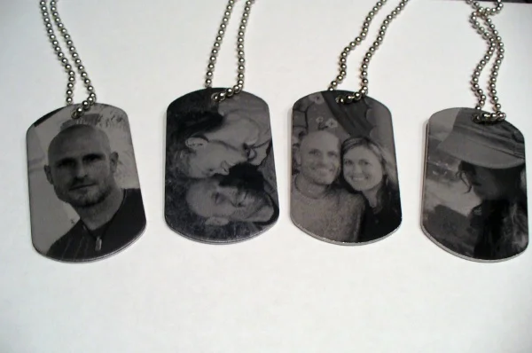 Photos Laser Engraved on Anodized Dog Tags