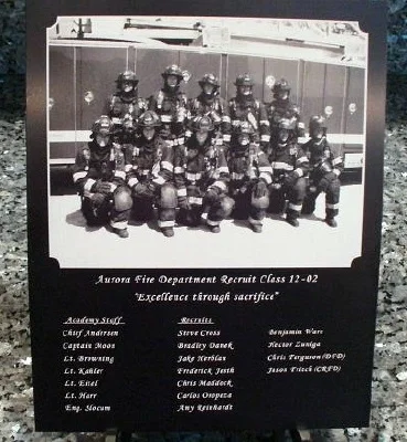 Firemen Photo Engraved on Anodized Aluminum