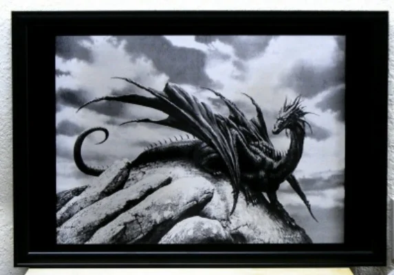 Dragon Laser Engraved On Black Anodized Aluminum