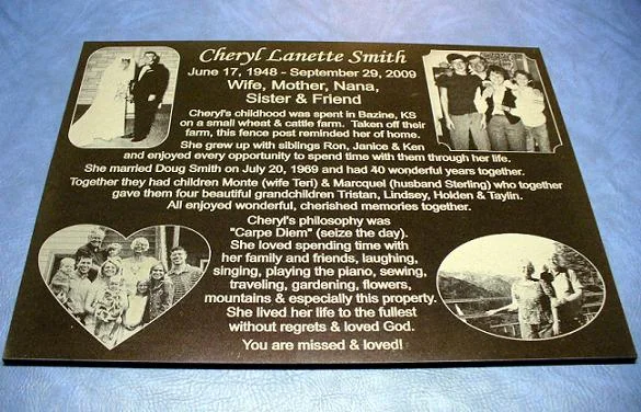 Photo Collage Memorial Engraved On Black Granite