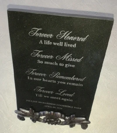 Memorial Laser Engraved On Black Granite