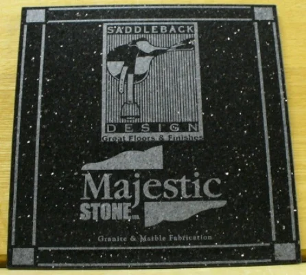 Laser Engraved Logo On Black Granite Tile