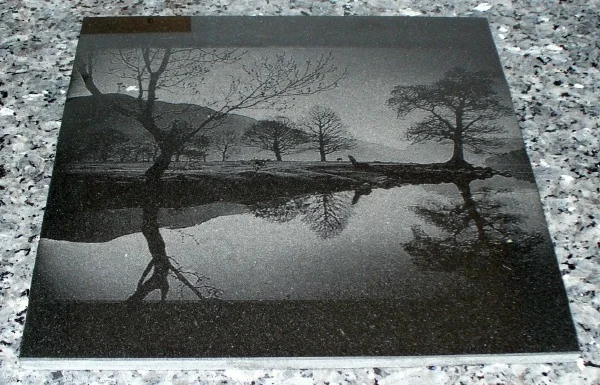 Sunset Scene Laser Engraved On Black Granite