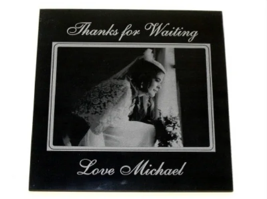 Wedding Photo Engraved On Black Marble