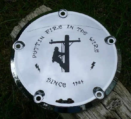 Electrician Image Laser Marked On Derby Cover