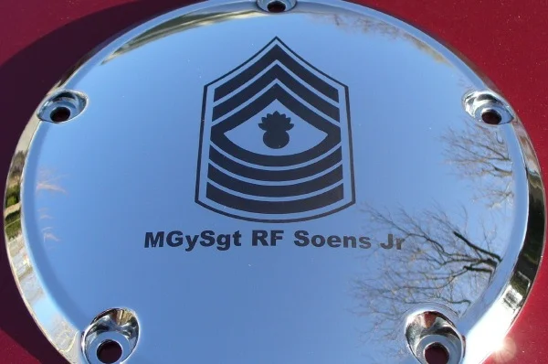 Military Patch Laser Marked On Derby Cover