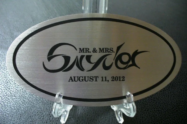 Laser Marked Aluminum Oval Wedding Gift