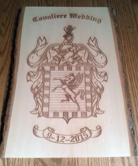 Family Crest Laser Engraved On Basswood Plank
