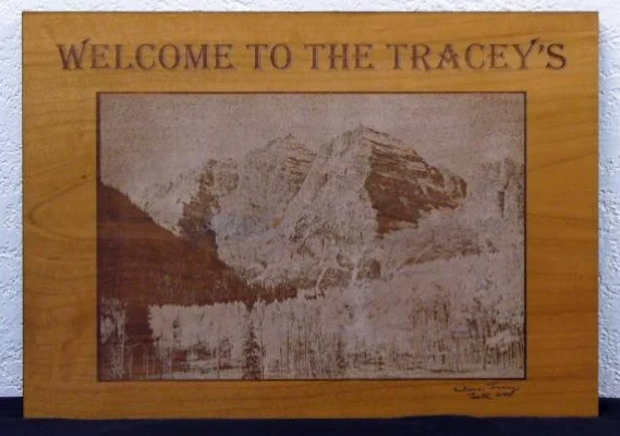 Custom Engraved Mountain Scene Welcome Sign