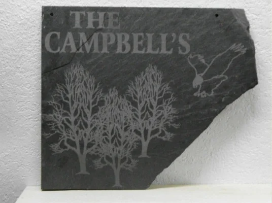 Custom Images Engraved On Family Slate Sign