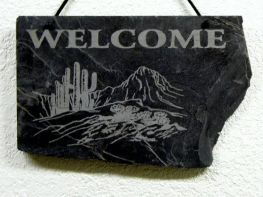 Custom Laser Engraved Slate Welcome Sign