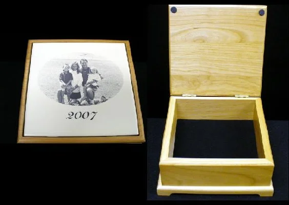 Photo Engraved On Laserable Tile Keepsake Box
