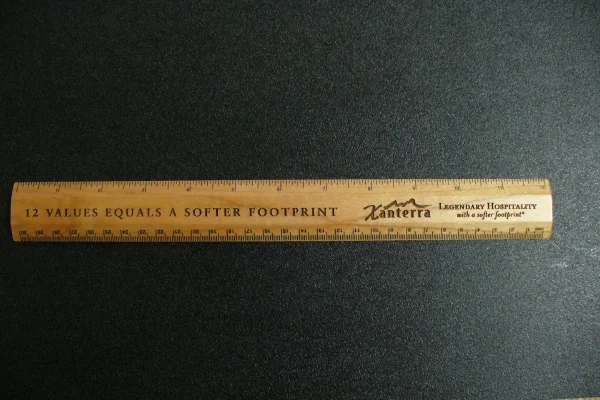 Logo And Text Laser Engraved On Wooden Ruler