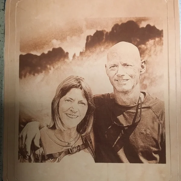Photo Laser Engraved On Light Tan Leather