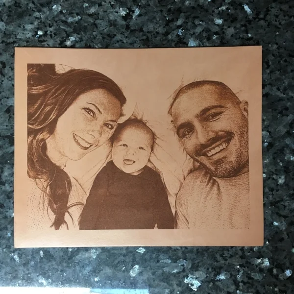 Family Photo Laser Engraved On Leather