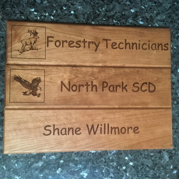 Engraved Department And Name Wood Signs