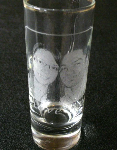 Photo Laser Engraved On Tall Shot Glass