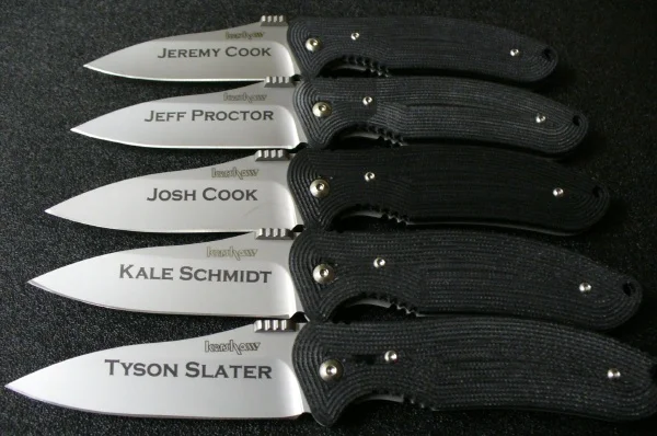 Groomsmen Names Laser Marked On Pocket Knives