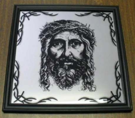 Jesus Laser Engraved And Painted On Mirror