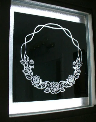 Rose Border Laser Engraved On Mirror