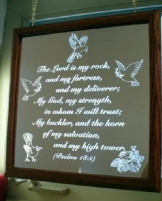 Bible Verse and Birds Laser Engraved On Mirror