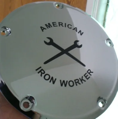 Engraved American Iron Worker Derby Cover